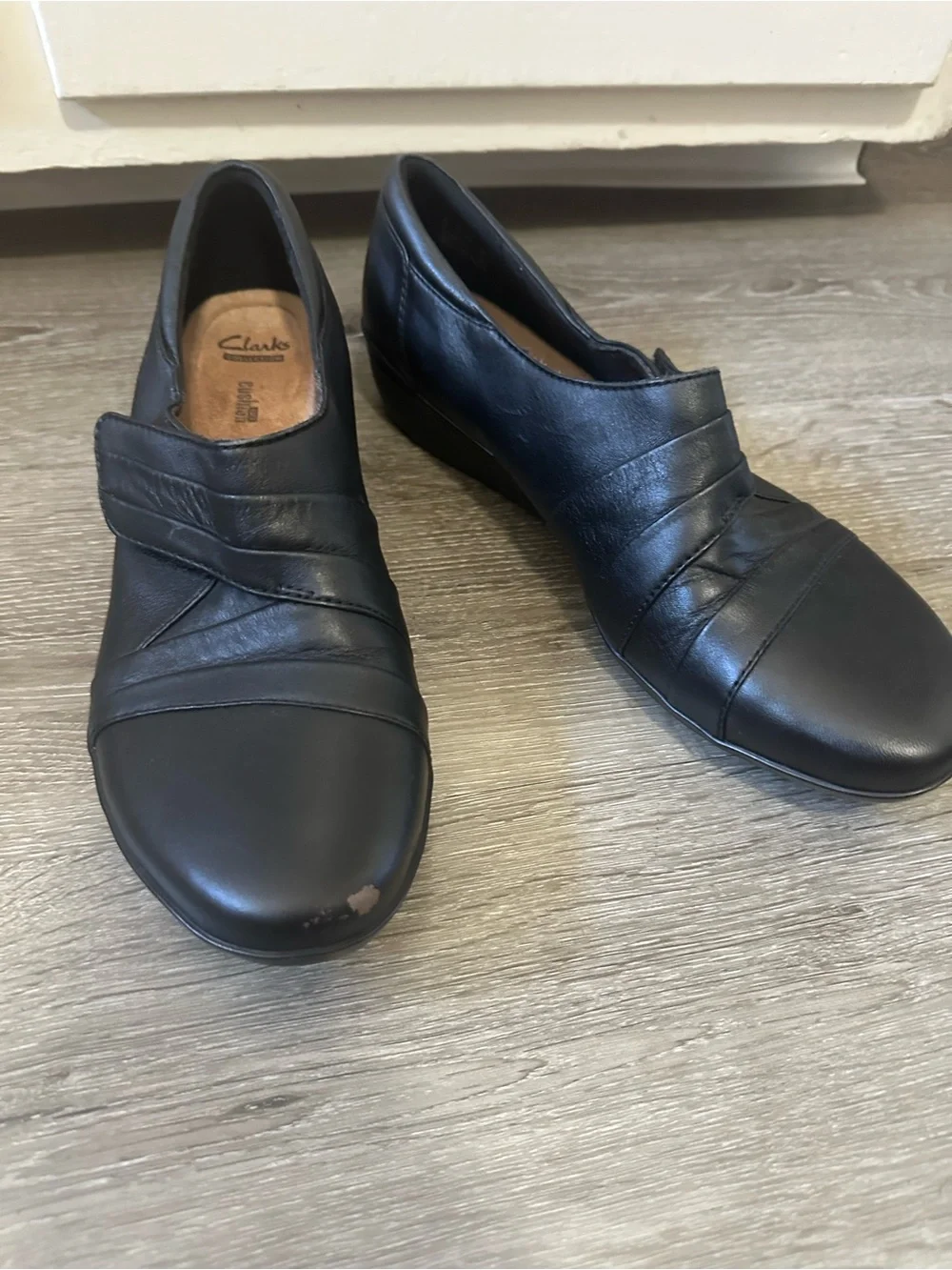 Clarks Black Slip-On Leather Loafers for Men
